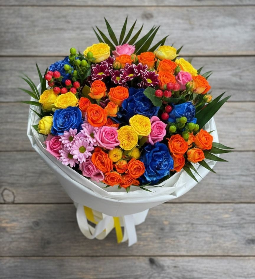 Букет цветов из: Розы и Хризантемы в Добрянке