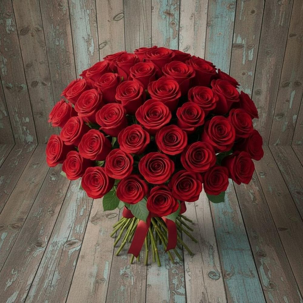 Букет 55 Красных роз Фридом в Добрянке