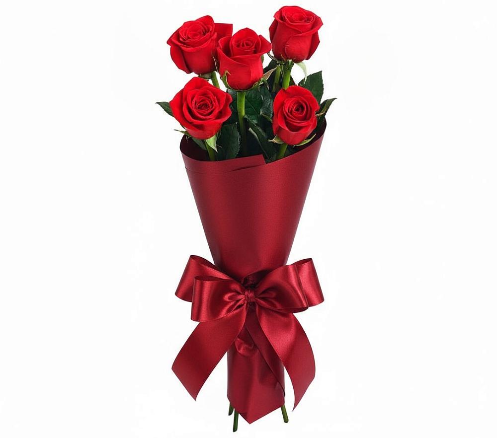 Букет 5 Красных роз Эдлесс Лав в Добрянке