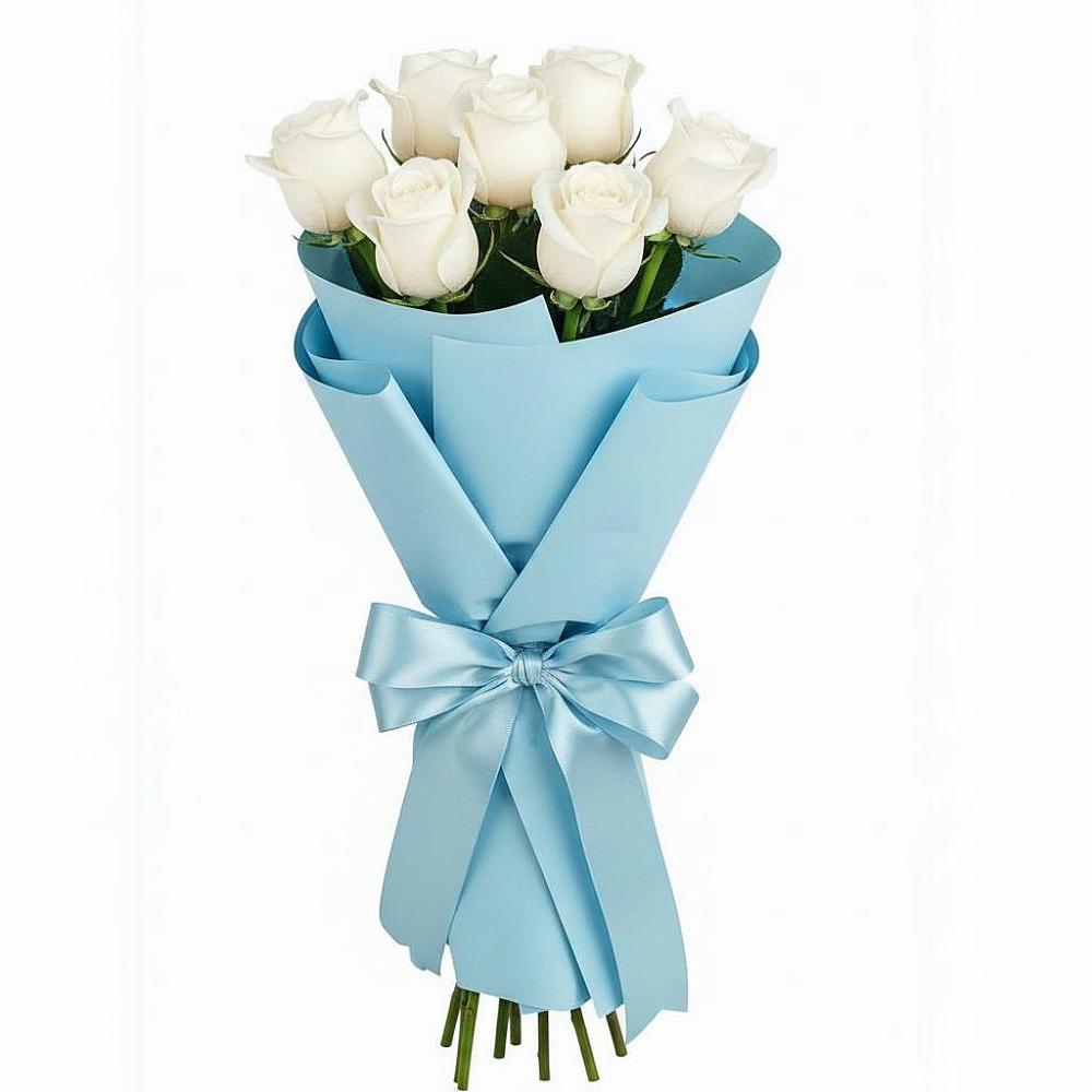 Букет 7 белых роз Проуд в Добрянке