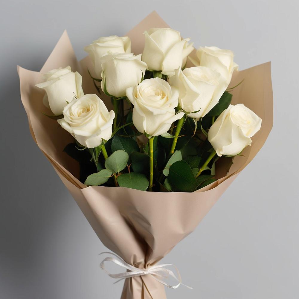 Букет 9 Белых роз Эдлесс Лав в Добрянке