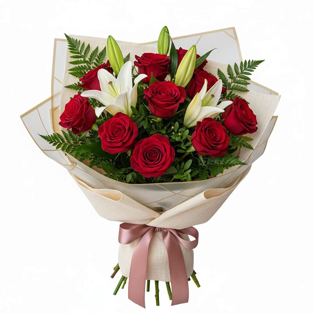 Букет цветов из: Лилии и Розы в Добрянке