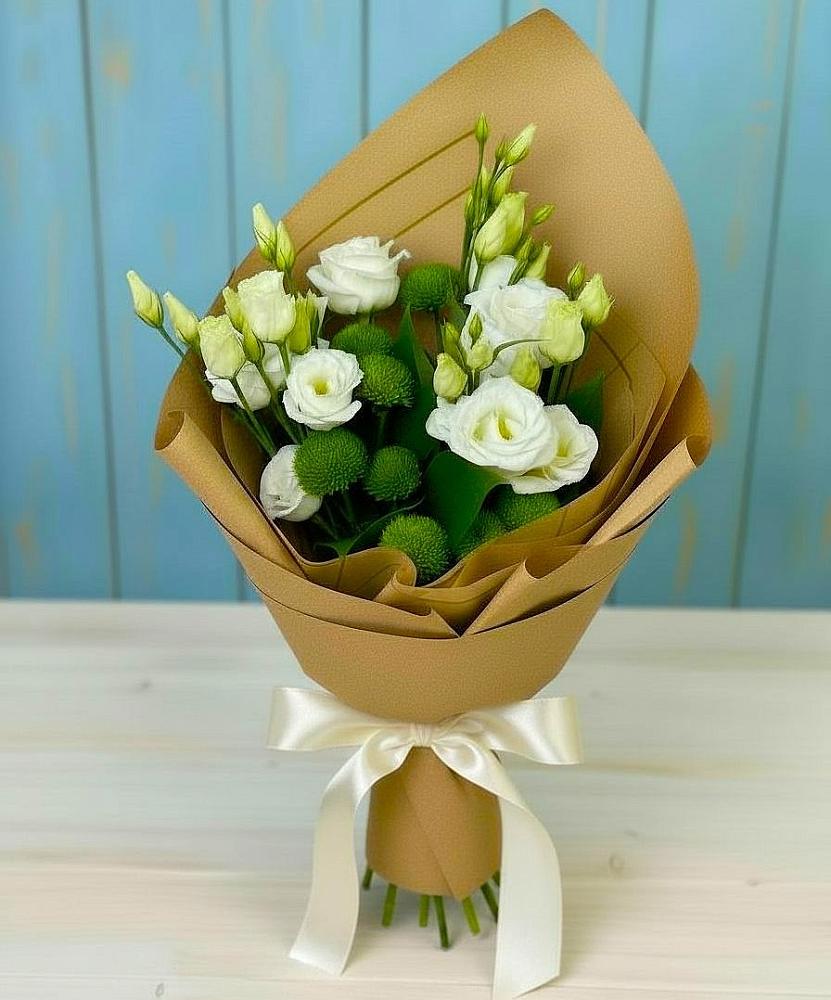 Букет цветов из: Хризантемы и Лизиантусы в Добрянке