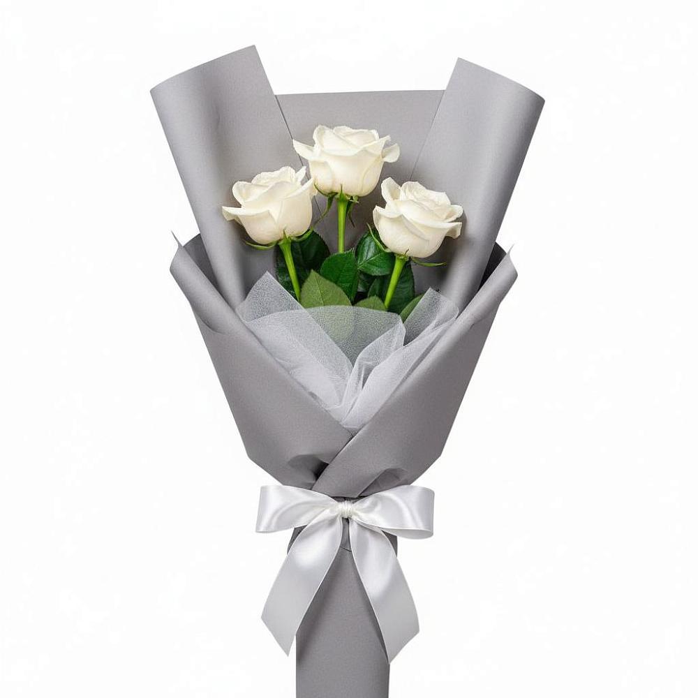 Букет 3 белые розы в Добрянке
