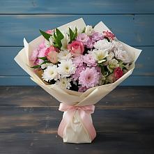 Букет цветов из:  Хризантемы, Альстромерии и Розы в Добрянке