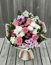 Букет цветов из:  Альстромерии, Гвоздики, Розы и Хризантемы #REPLACE_PRED# Добрянке
