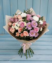 Букет цветов из:  Хризантемы, Розы и Альстромерии в Добрянке