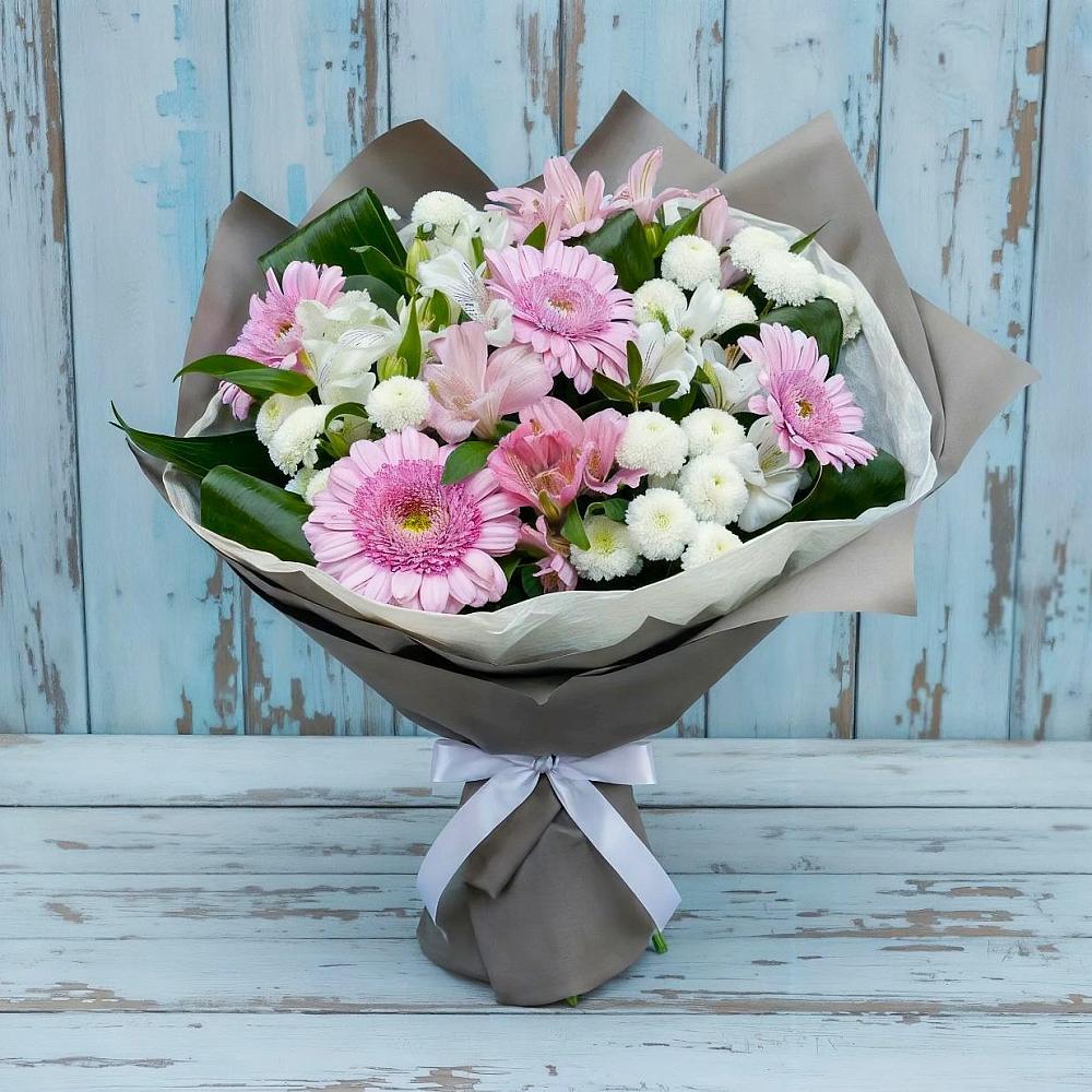 Букет цветов из: Герберы, Альстромерии и Хризантемы в Добрянке