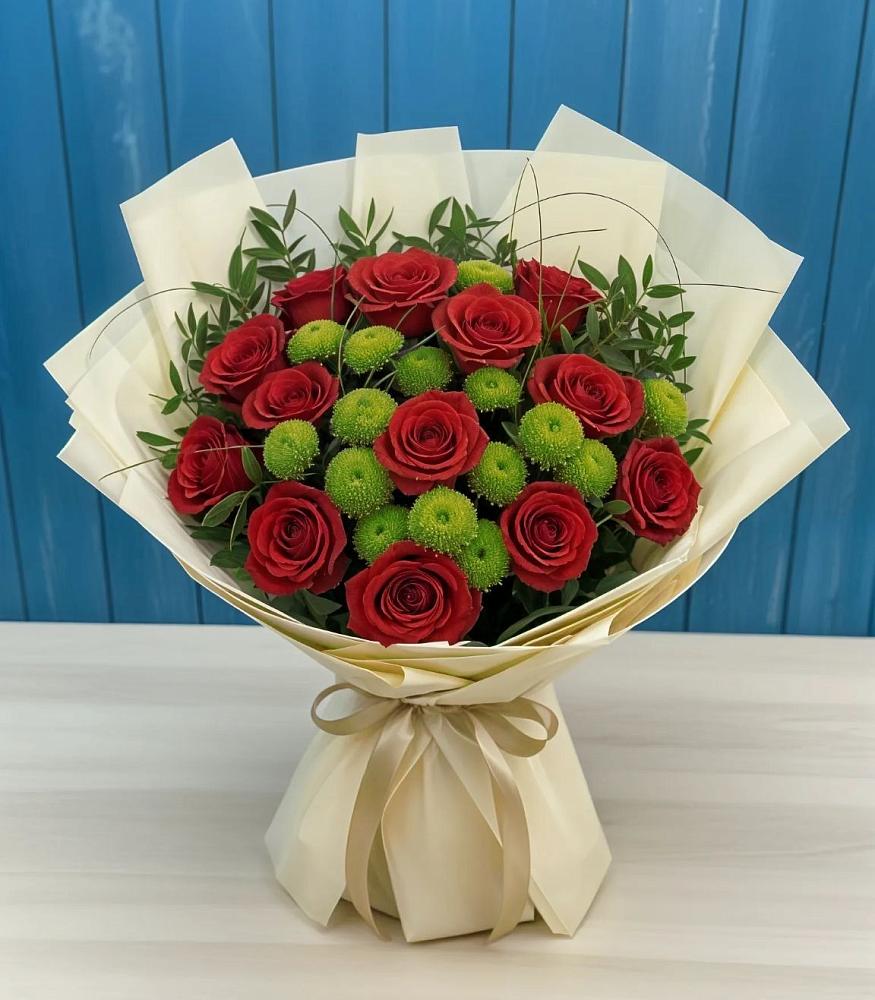 Букет цветов из: Розы и Хризантемы в Добрянке